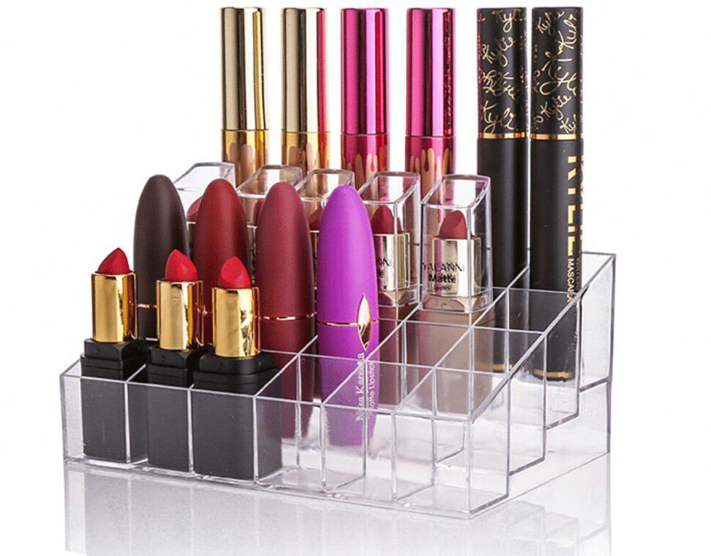 24-40 Grid Lipstick Makeup Stand Display Holder Case Cosmetic Organizer US Stock