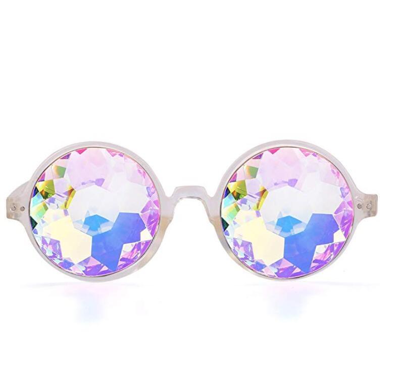 Festival Party Rave Kaleidoscope Rainbow Round Glasses Diffraction Crystal Lens