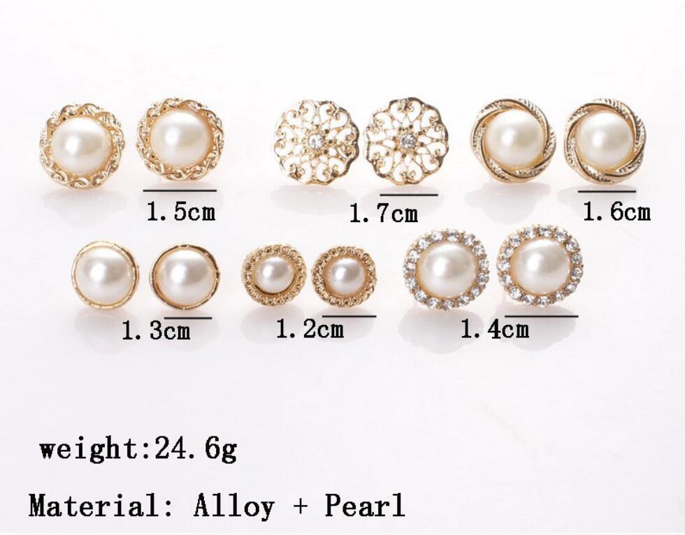 US Lot 4~12 Pairs Rhinestone Crystal Pearl Earrings Set Women Ear Stud Jewelry