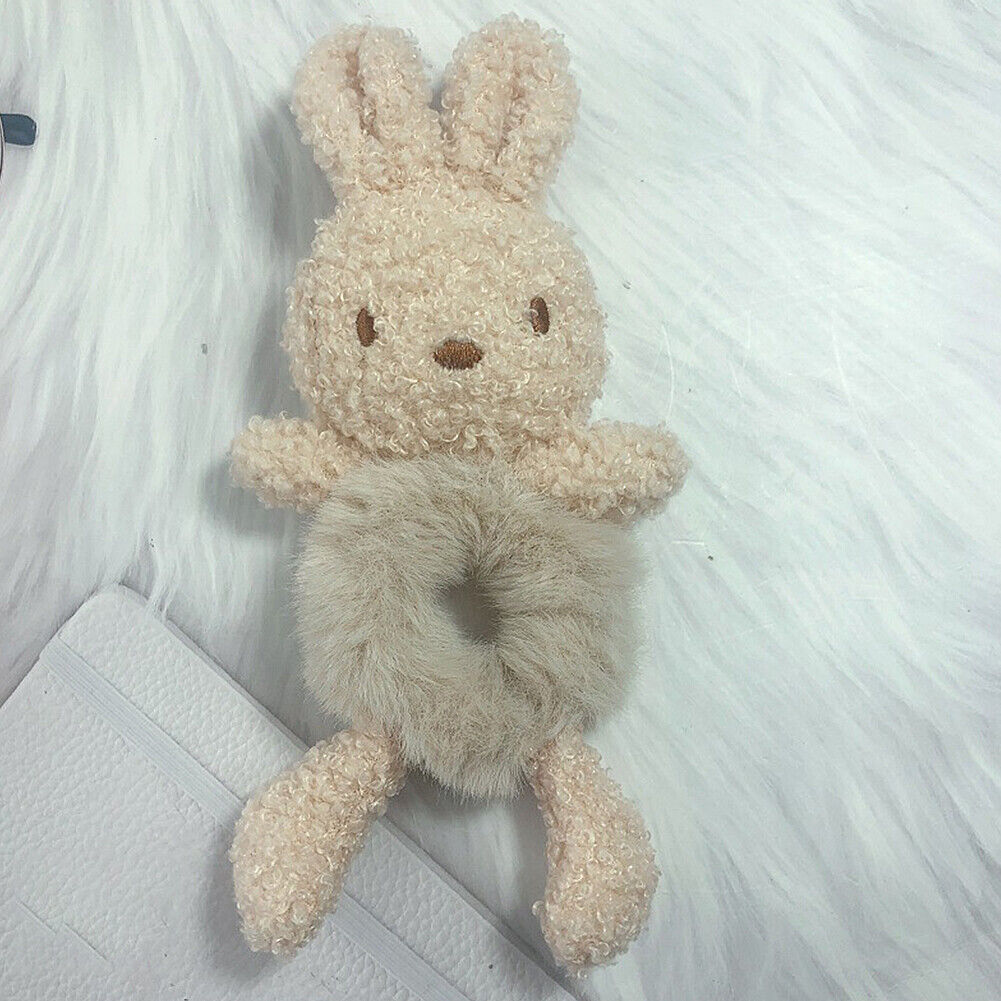 US Bear Bunny Furry Plush Hair Tie Scrunchies Rope Ponytail Holster Elastic Band