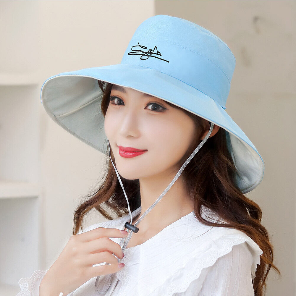 US Daisy Double-Sided UV Protection Wide Brim Bucket Hat Sun Beach Fisherman Cap