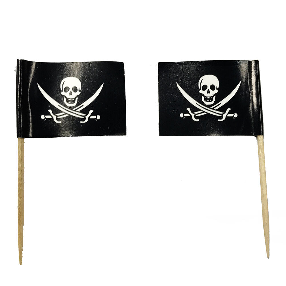 100-200 PCS Pirate Flag Cocktail Pick Cheese Snack Party Toothpicks Halloween