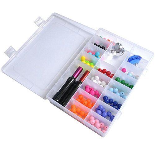2 Pack 24 Grids Plastic Storage Box Jewelry Earring Tool Containers Organizer