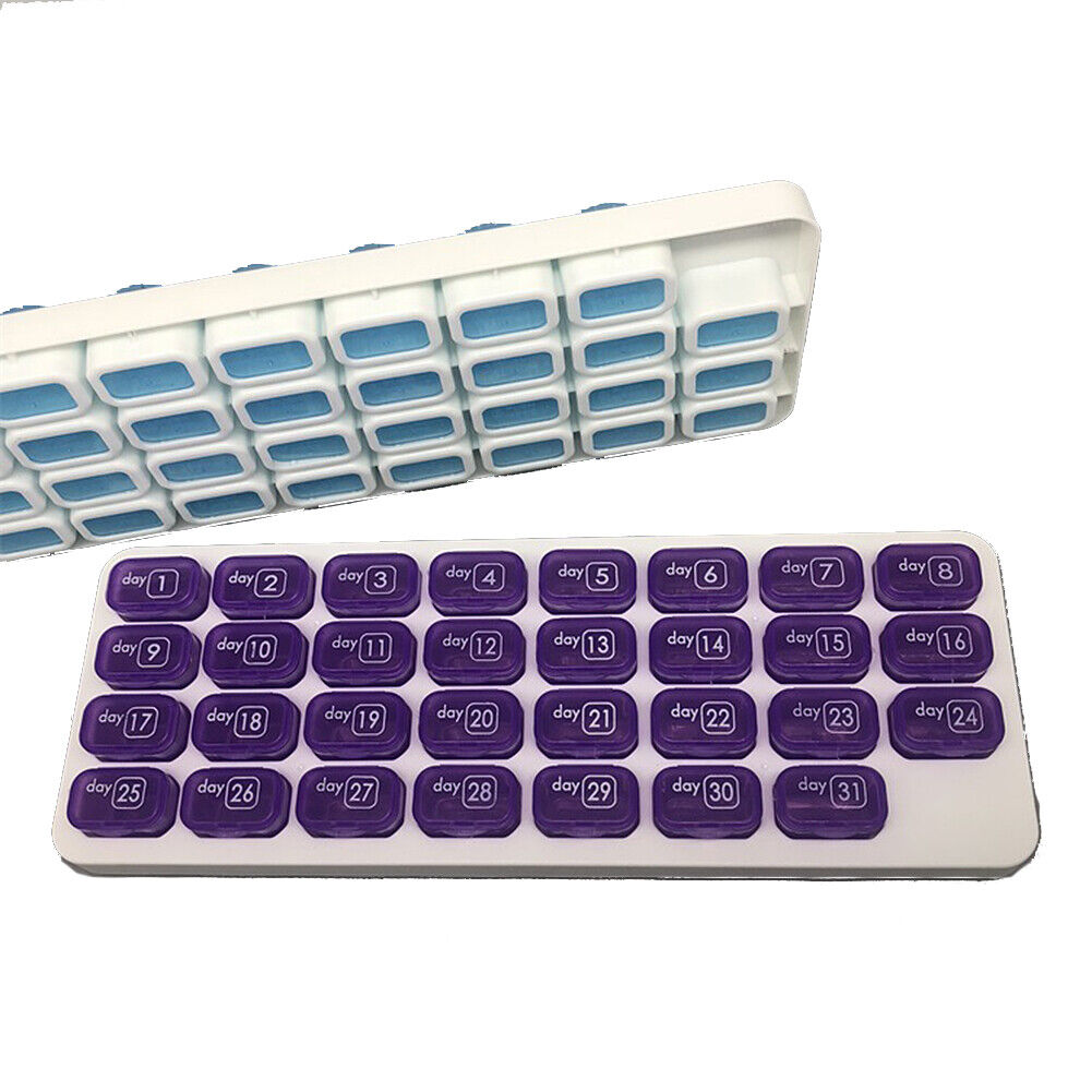 US 31 Day Monthly Pill Organizer Medication Pod Compartment Planner Box Plastic