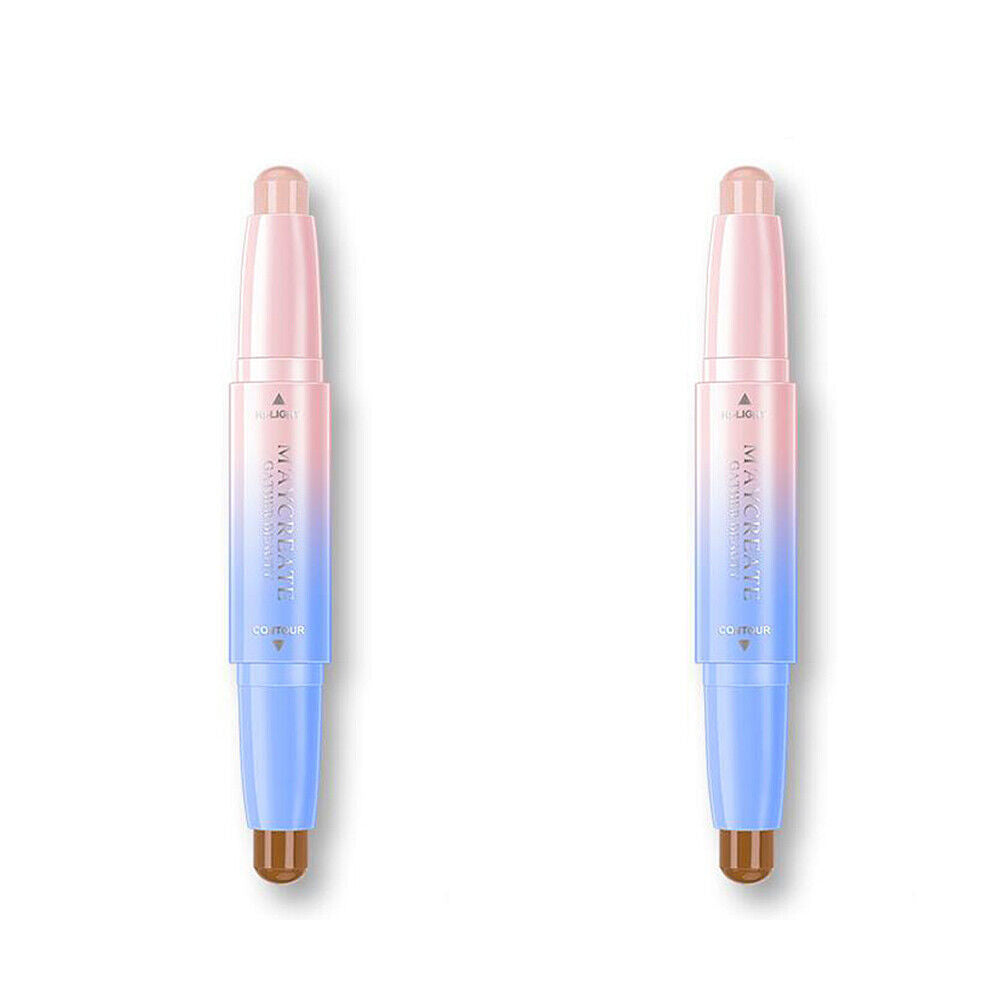 2 Pack Highlight Contour Duo Shadow Bronzer Makeup Cream Face Eye Chin Chic Pen