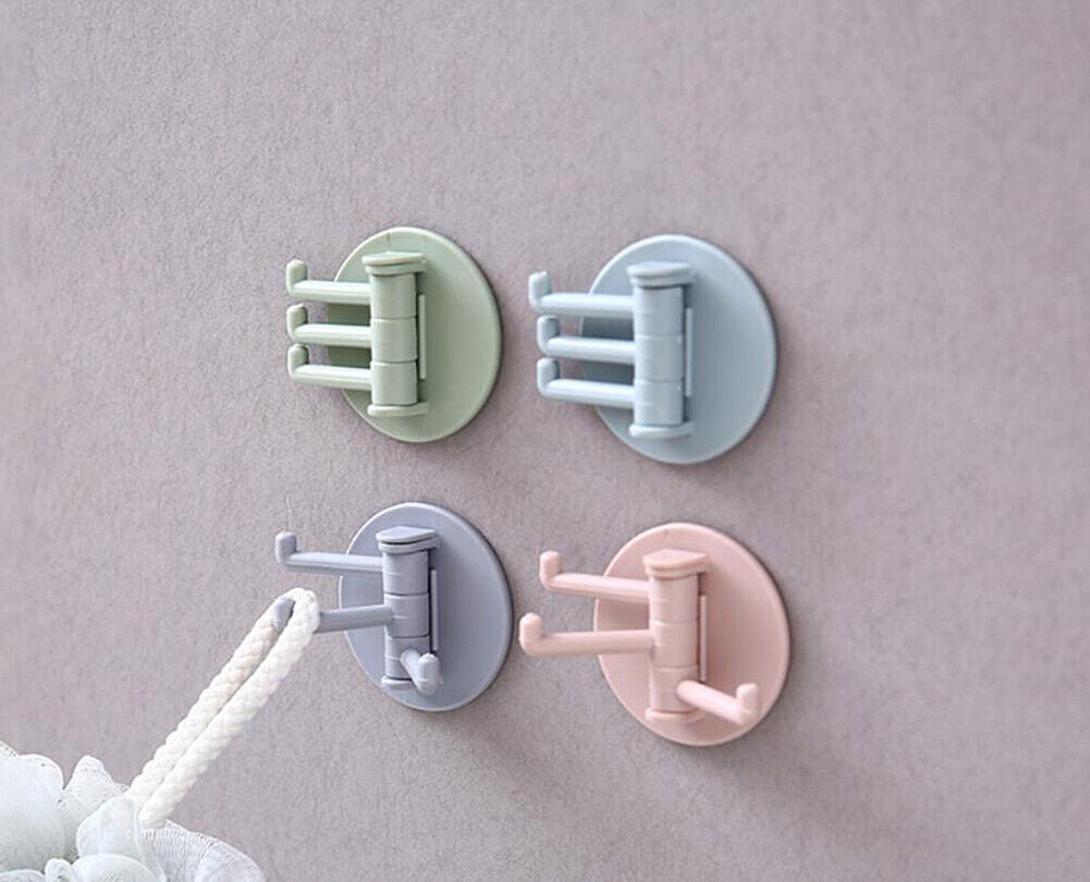 US 12-24PC Colorful 3-Hooks Self-adhesive Wall Hooks Hanger Kitchen Bathroom