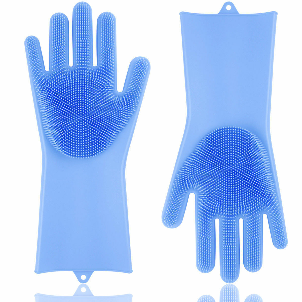 US 1-2 Pairs Silicone Cleaning Brush Scrubber Gloves Heat Resistant Dish Washing