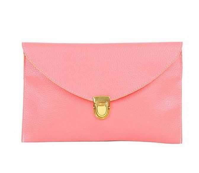 Fashion Leather Envelope Clutch with Drop-in Chain Shoulder Strap