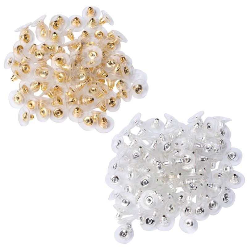 100-400 pcs 11mm Clear Silicone Pierced Earring Cushions Back Pads Disc Stoppers