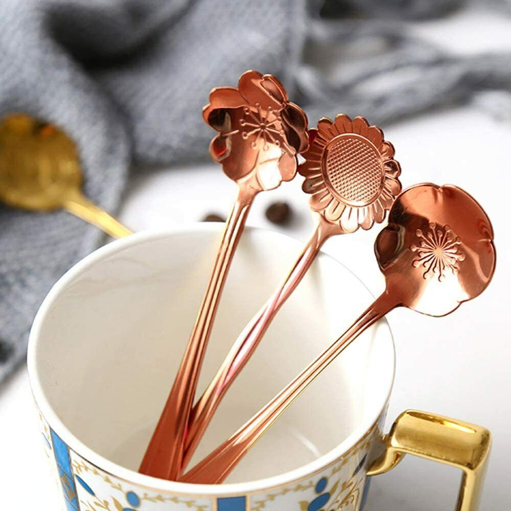 8 Pack Magik Floral Stainless Steel Tableware Creative Flower Coffee Spoon Set