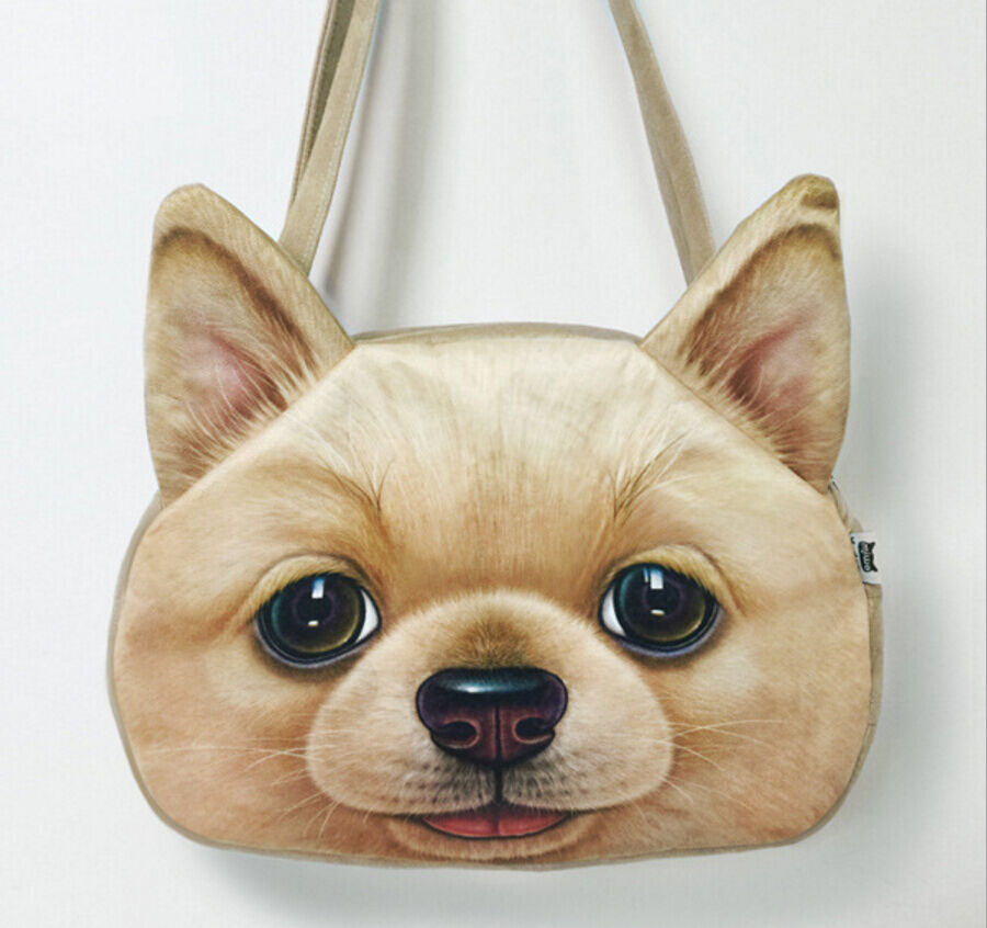 3D Cute Cat Dog Face Shoulder Bag Cat Dog Animal Pattern Handbag Shopping Purse