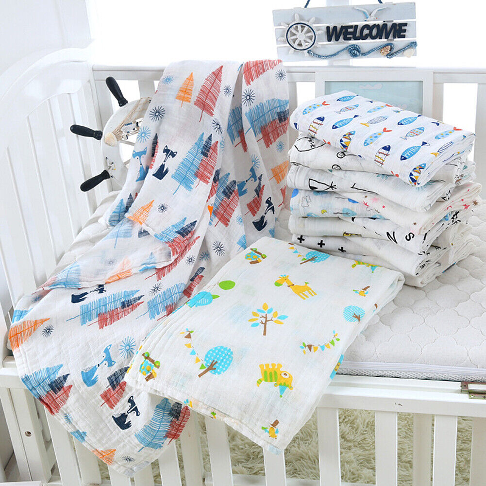 US 5 Pack Baby Swaddle Blanket Sleeping Receiving Blanket Bamboo Muslin Wrap