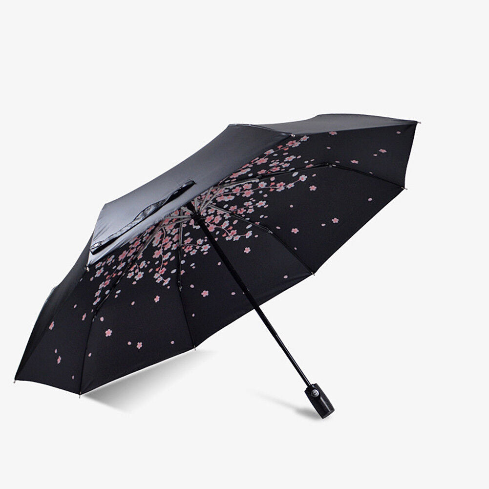 50+ Anti-UV Sun Rain Protection Windproof Flower Parasols 3 Folding Umbrella