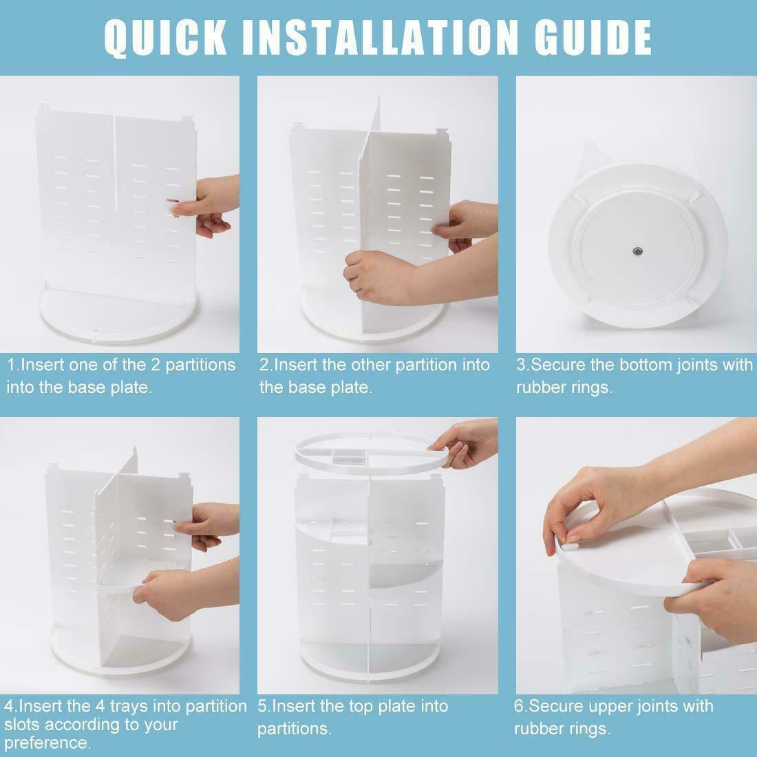 360 Degree Rotating Cosmetic Makeup Organizer Storage Box Lipstick Shelf Display