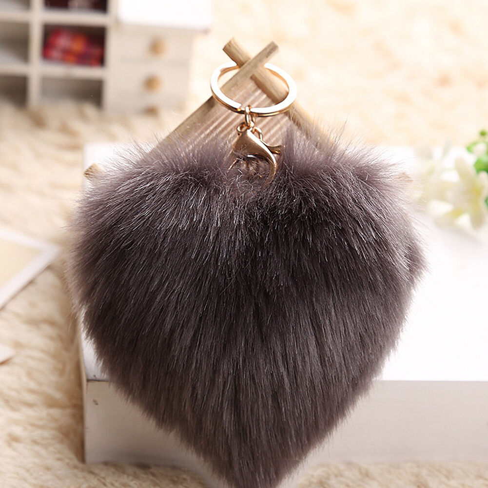 Bunny Rabbit Doll Heart Pom Phone Car Pendant Handbag Key Chain Ring Fine