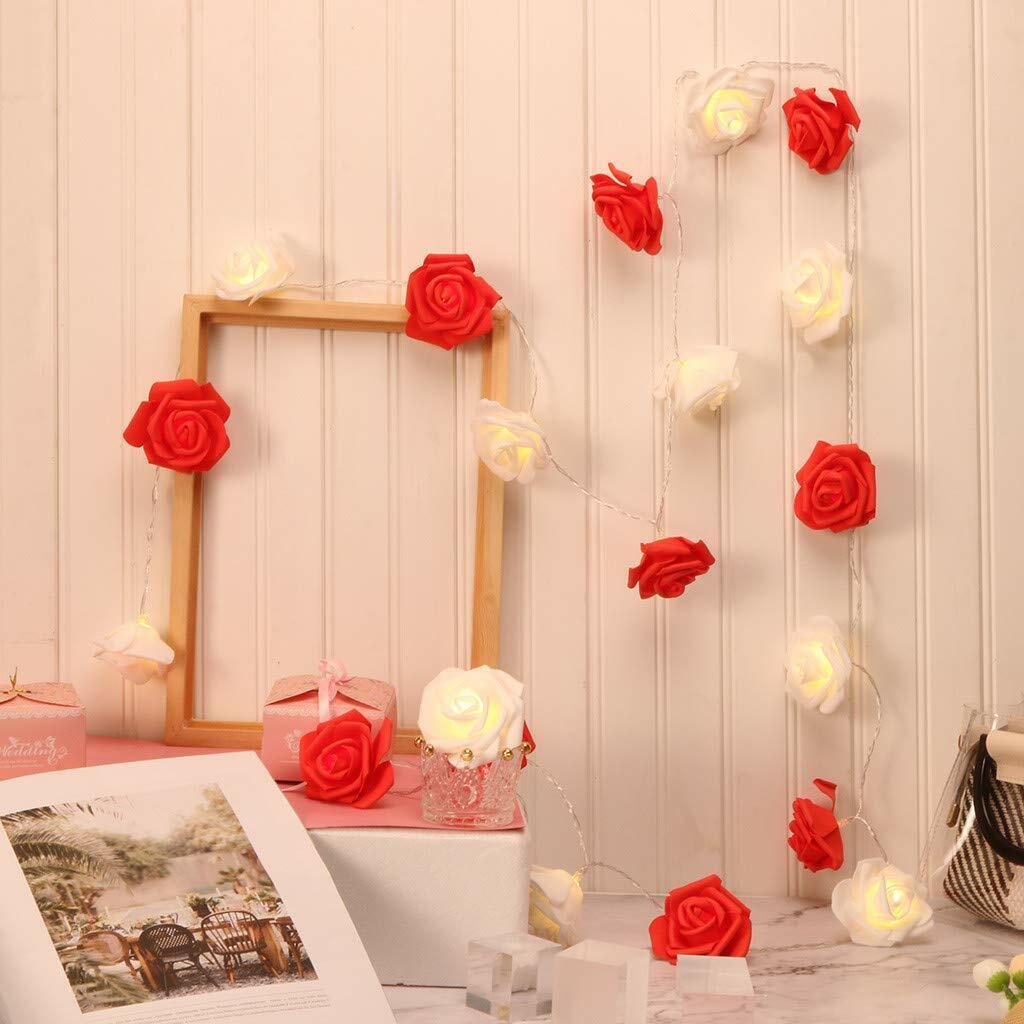 9.84 Ft 20 LED Rose Flower Lights String Battery Operated Wedding Home Party US