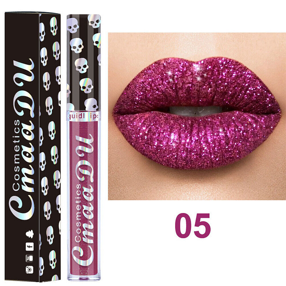 US 1-2 Pack Glitter Flip Liquid Lipstick Matte Waterproof Dazzling Long Lasting