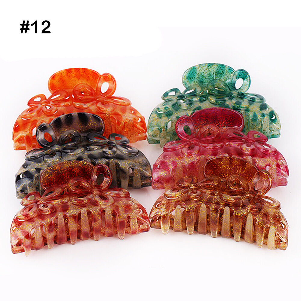 US 6~12 Pack Women Plastic Hair Claws Hair Clips Jumbo Various Styles Tortoise