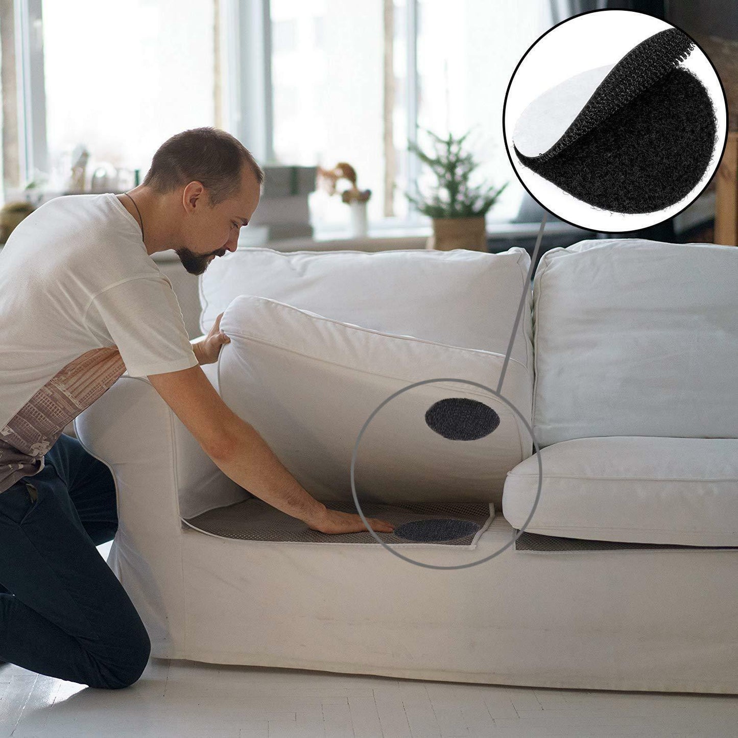 US 20-40 Pack Black Round Self Adhesive Tape Double Sided Sticky Carpet Gripper
