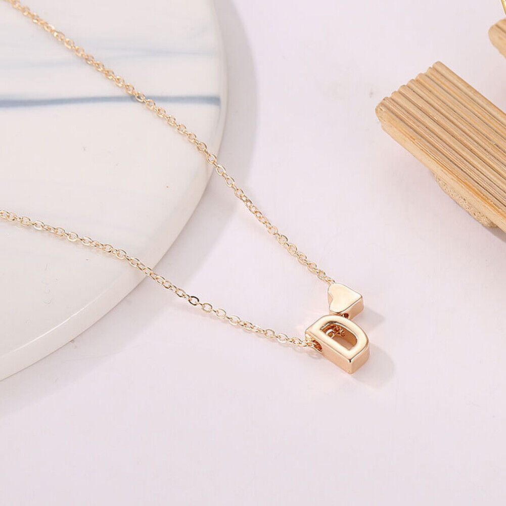 US Charm Heart Letter Initial A-Z Alphabet Pendant Chain Necklace Christmas Gift