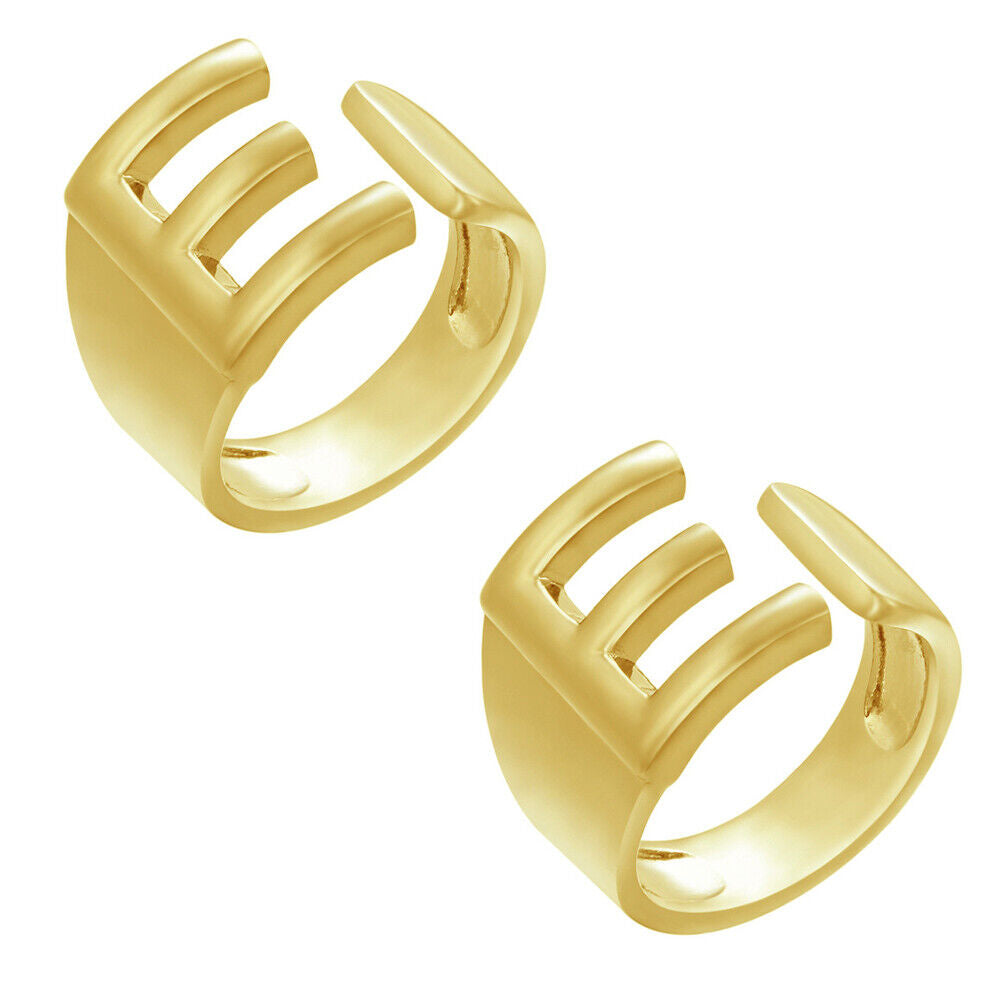 US Alphabet Letter A to Z Resizable Knuckle Ring Initial Gold Silver Letter Ring