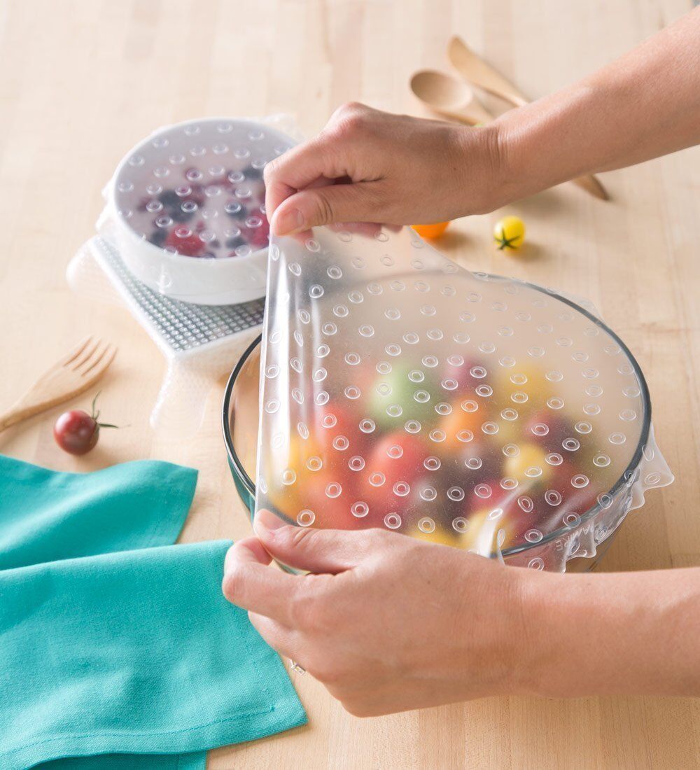 4~6 Pack Stretch Reusable Silicone Bowl Food Storage Wraps Cover Seal Fresh Lids