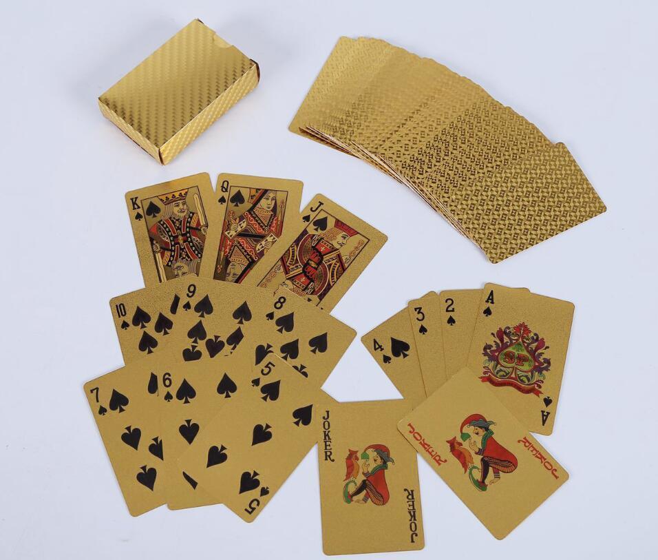 Luxury 24K Gold Foil Poker Playing Cards Deck Carta de Baralho with Box Good