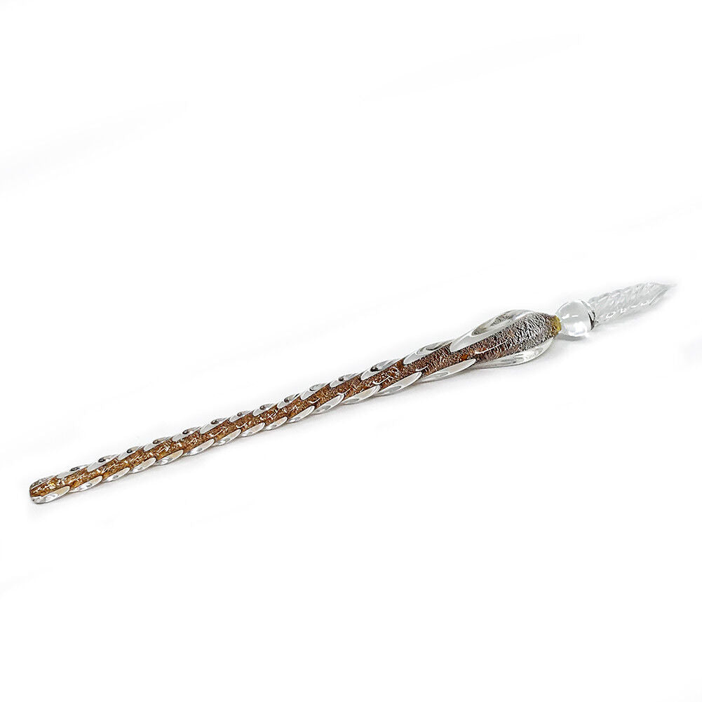 US 3D Glass Signature Pen Nib Elegant Crystal Dip Sign Pen w/ Box Gift Holiday