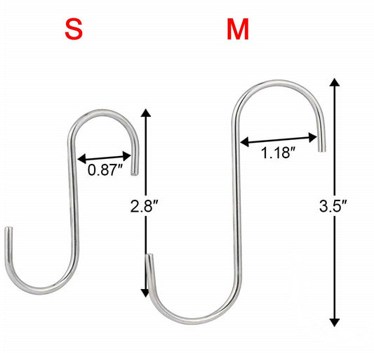 50x Heavy Duty Stainless Steel S Hooks S-Shaped Hanging Utility Hangers