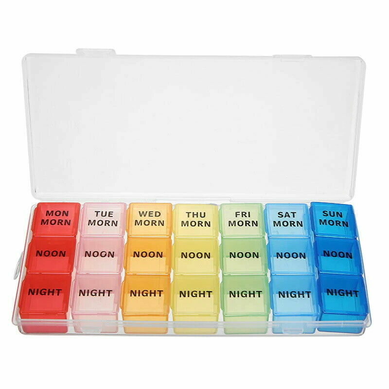 US 7 Day 28 Hole Medicine Pill Week Tablet Sort Organizer Storage Container Case