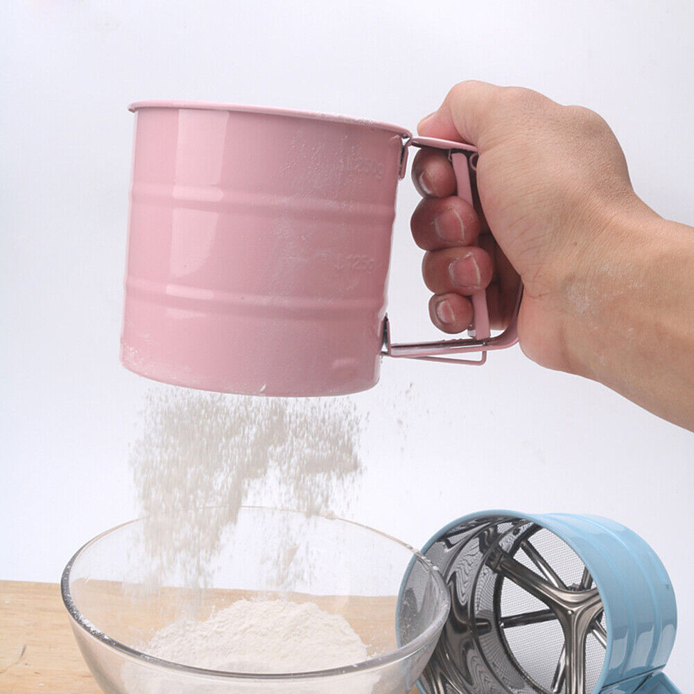 US Stainless Steel Mesh Flour Icing Sugar Sifter Sieve Strainer Cup Baking Tool