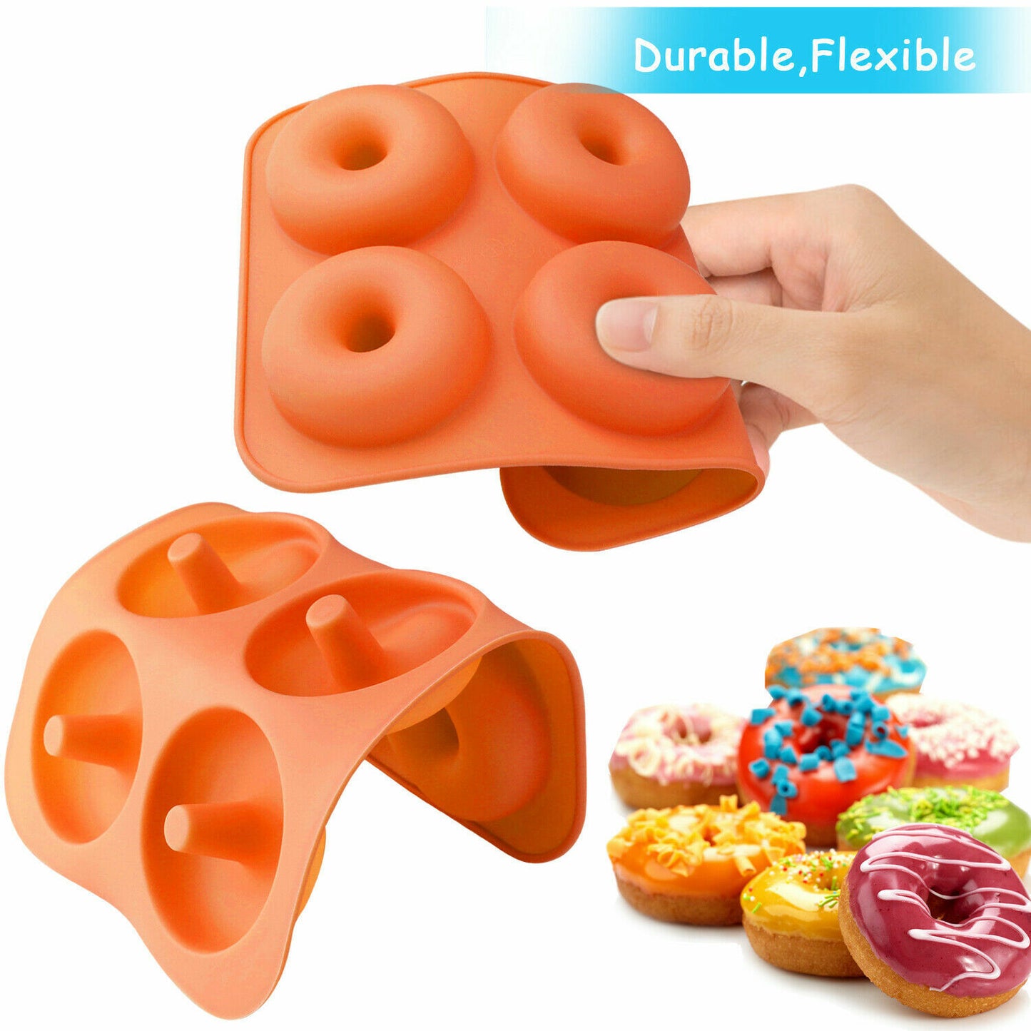 US Silicone Donut Mold Donut Mould Pan Baking Tray Bagels Cake Biscuit Muffins