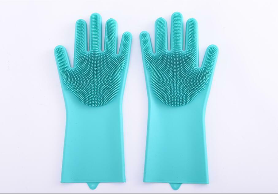 US 1-2 Pairs Silicone Cleaning Brush Scrubber Gloves Heat Resistant Dish Washing