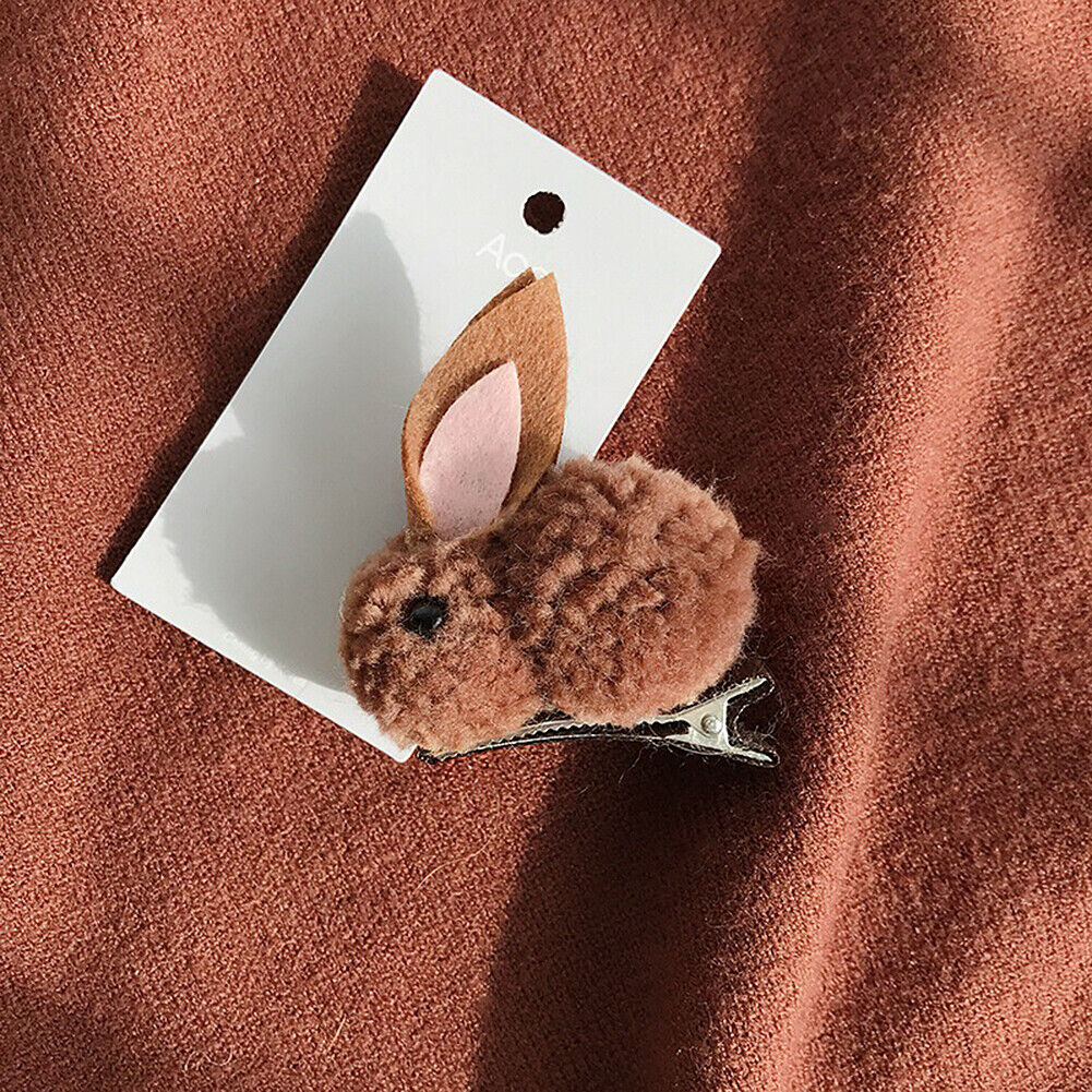 US Pompom Ball Rabbit Hair Rope Tie Ponytail Holder + Hair Clip Girl Gift Set