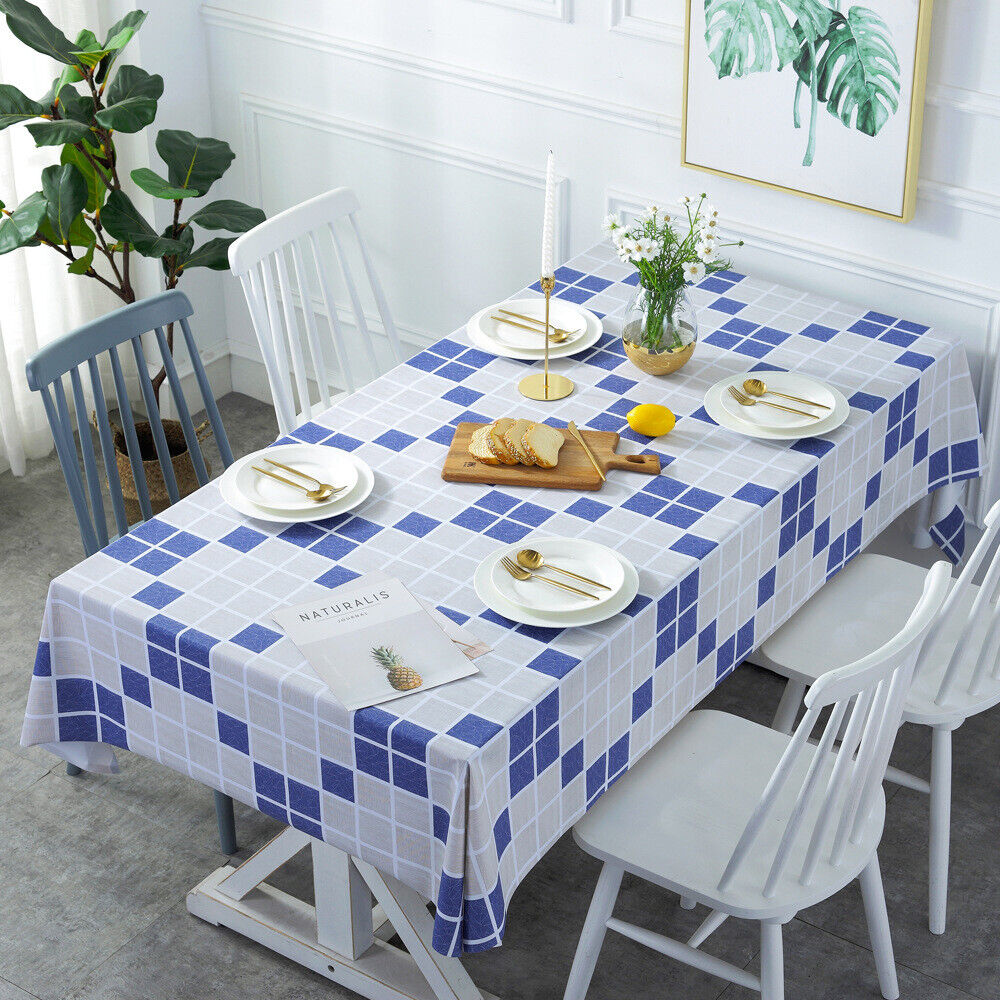 US Vinyl Square Table Cover Wipe Clean PVC Tablecloth Oil-Proof/Waterproof Stain