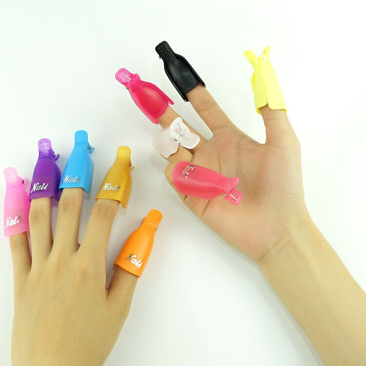 10-20Pcs Silicone UV Gel Polish Remover Wraps Soak Off Cap Clip Nail Art Tool US