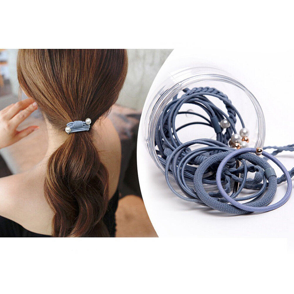 12Pcs/Set Korean Womens Elastic Ponytail Holder Rope Hair Tie Ring Hairband Band