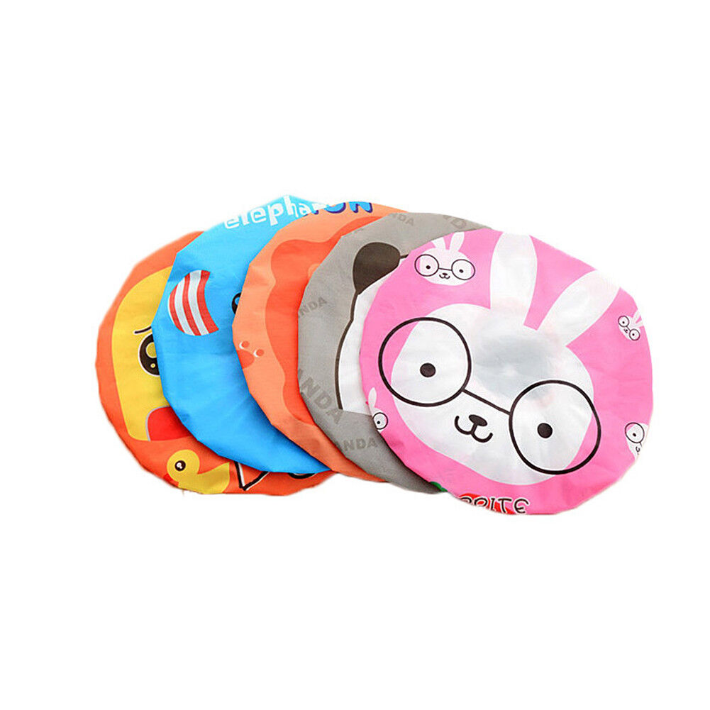 3-6 Pcs Women Shower Cap Waterproof Elastic Bath Hat Cleaning Hat Cute Kid Adult