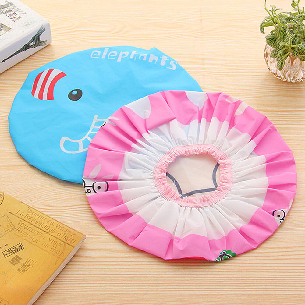 3-6 Pcs Women Shower Cap Waterproof Elastic Bath Hat Cleaning Hat Cute Kid Adult
