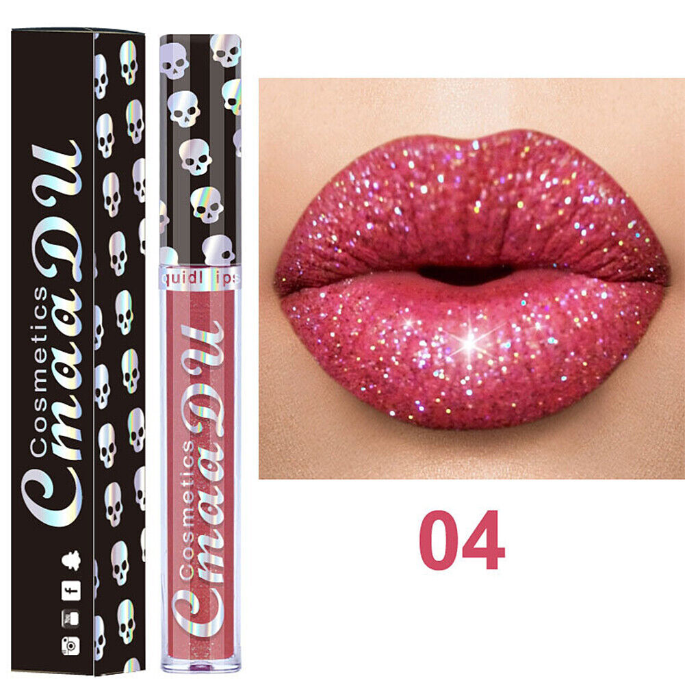 US 1-2 Pack Glitter Flip Liquid Lipstick Matte Waterproof Dazzling Long Lasting