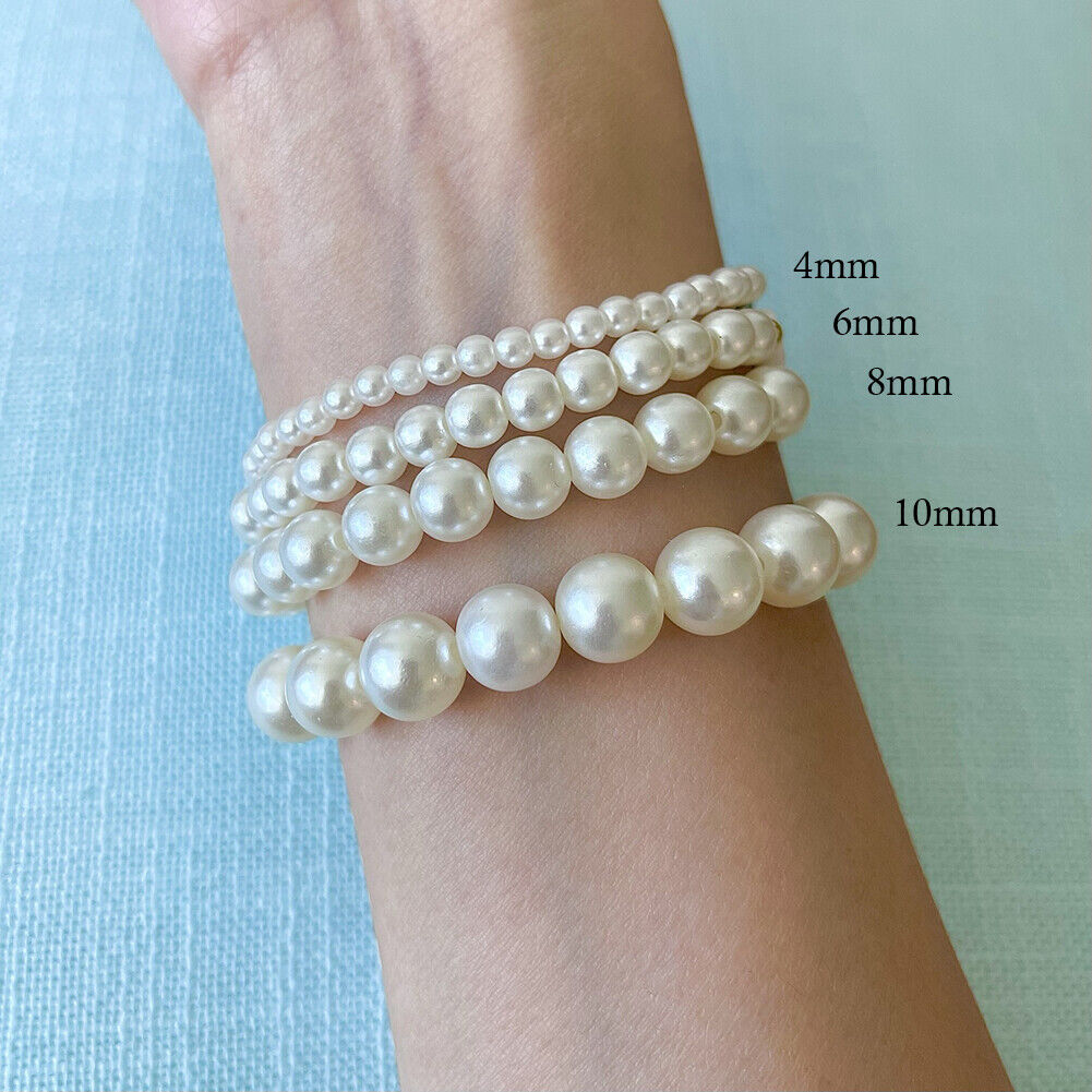 Magik Custom Name Bracelet High Luster Imitation Pearl Stackable Mama Bracelet