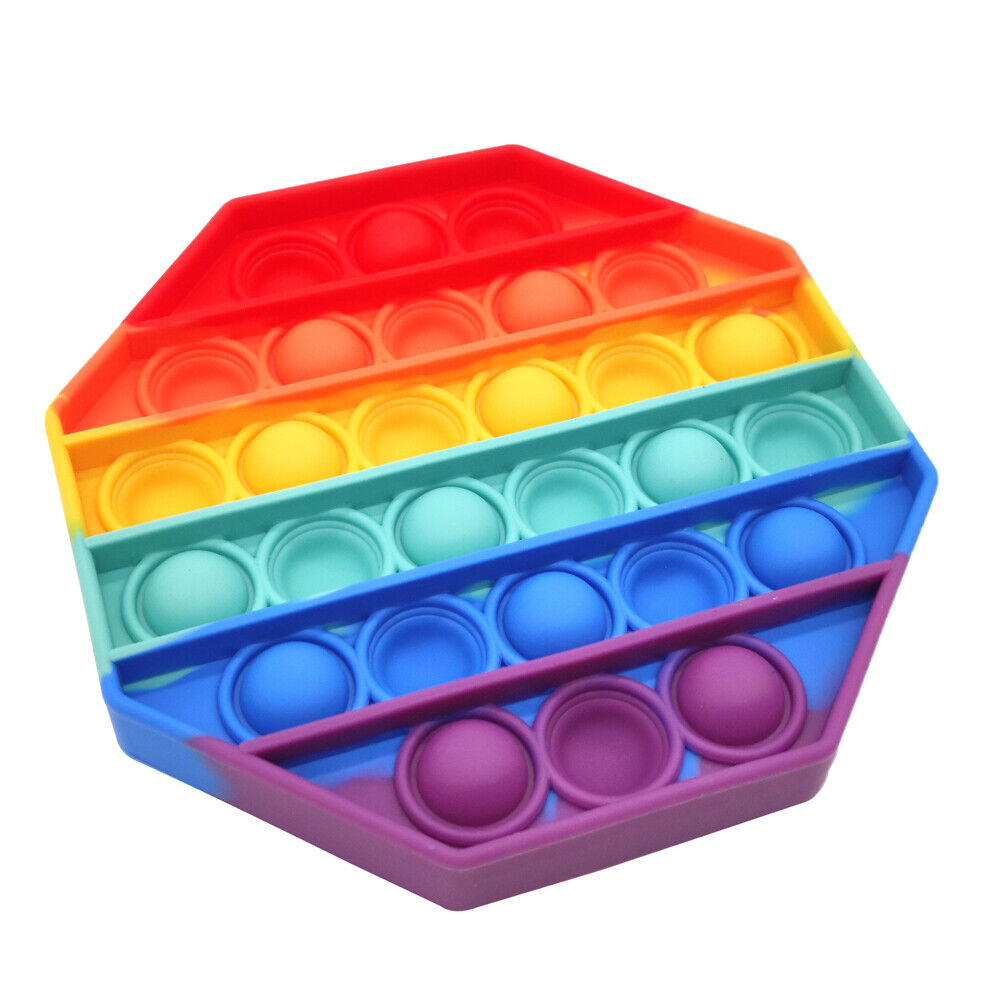 US Push Pop Bubble Silicone Sensory Fidget Rainbow Toy Autism Stress Relief Game