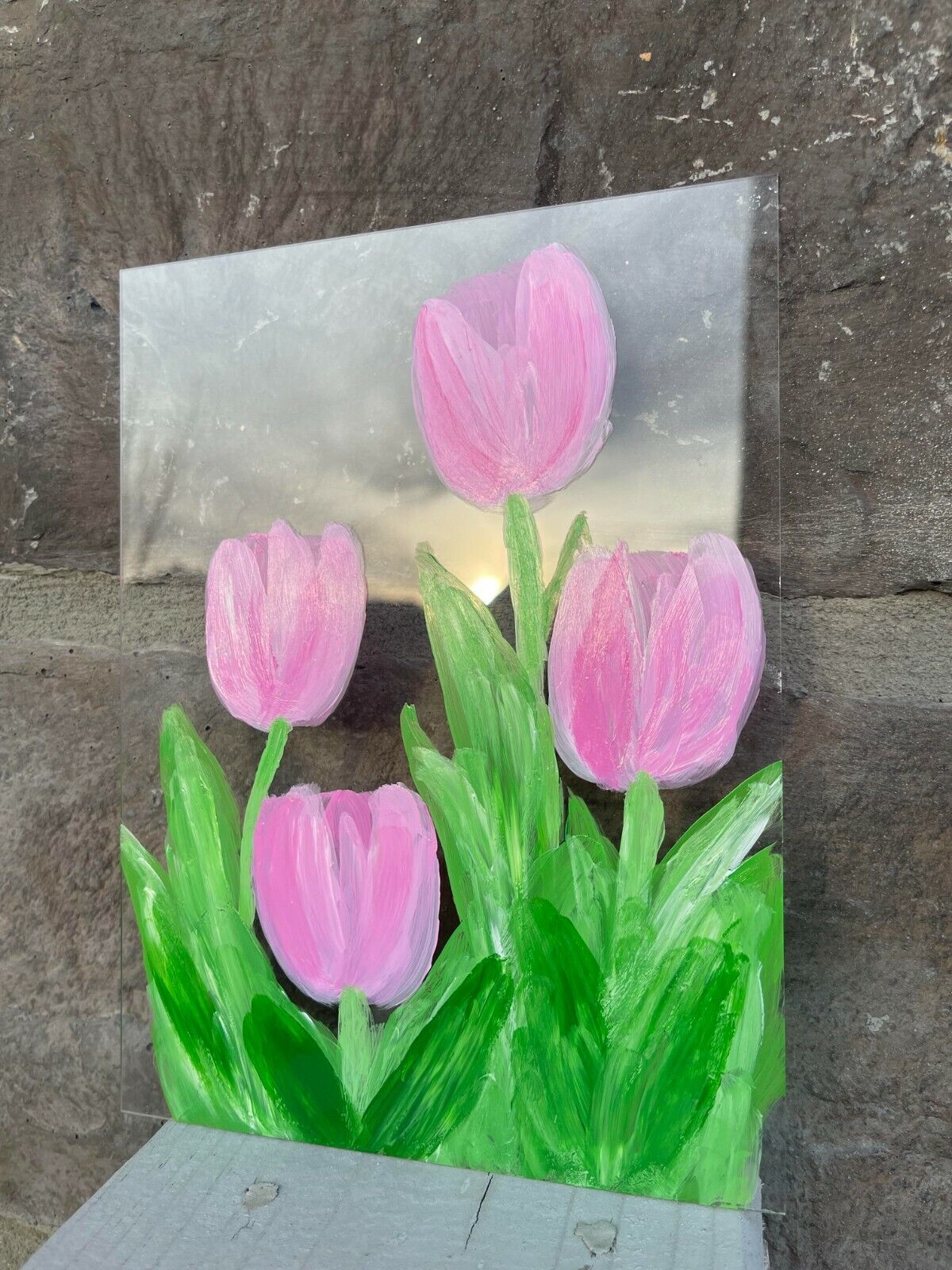 Magik Tulips Flower "Deep Love" Acrylic Sheet Painting 6'' x 8'' or 8'' x 12''