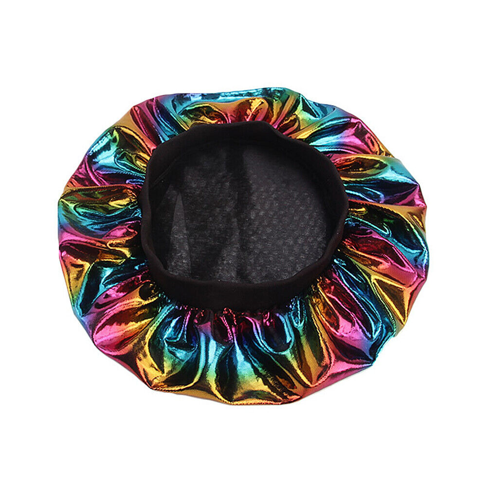 US Women Satin Night Sleep Cap Hair Bonnet Hat Silk Head Cover Wide Elastic Band