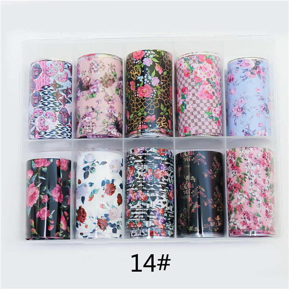 US 10 Sheets Galaxy/Marble/Flower Nail Decal Nail Art Transfer Sticker Decor