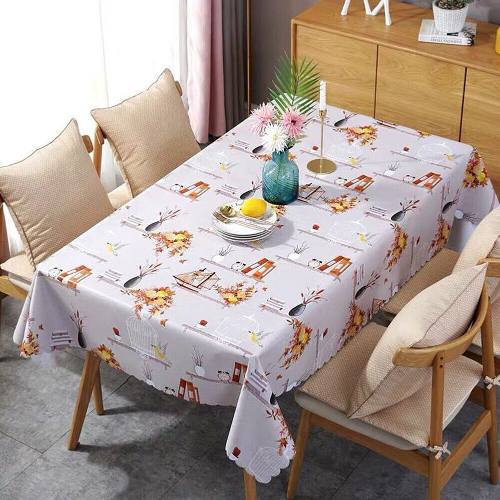 US Vinyl Square Table Cover Wipe Clean PVC Tablecloth Oil-Proof/Waterproof Stain
