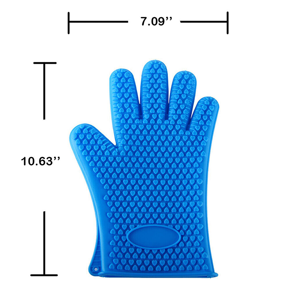 US Silicone BBQ Heat Resistant Gloves Grill Pot Holder Cooking Grip Oven Mitts