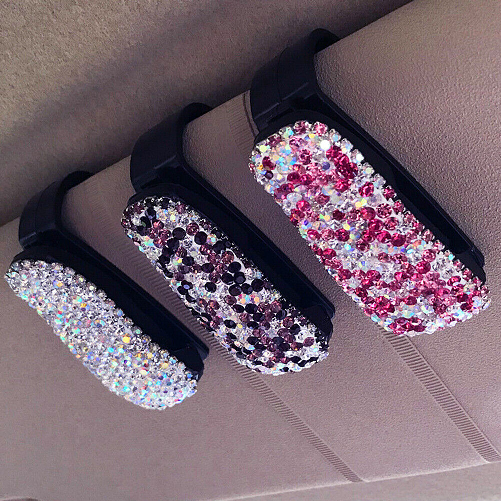 US 3 Pack Rhinestone Universal Car Glasses Sunglasses Eyeglass Visor Holder Clip