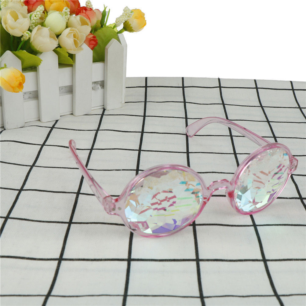 Festival Party Rave Kaleidoscope Rainbow Round Glasses Diffraction Crystal Lens