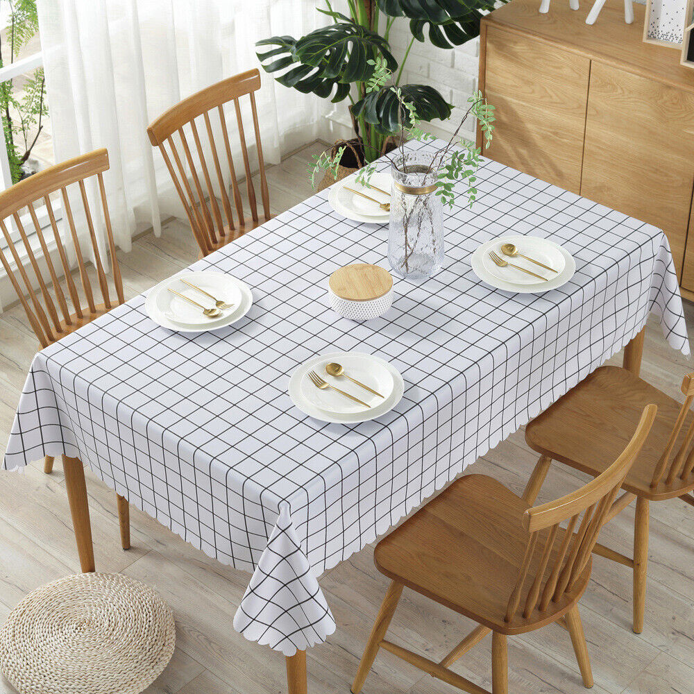 US Vinyl Square Table Cover Wipe Clean PVC Tablecloth Oil-Proof/Waterproof Stain
